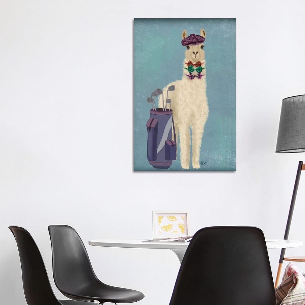 iCanvas "Llama Golfing" by Fab Funky Canvas Print