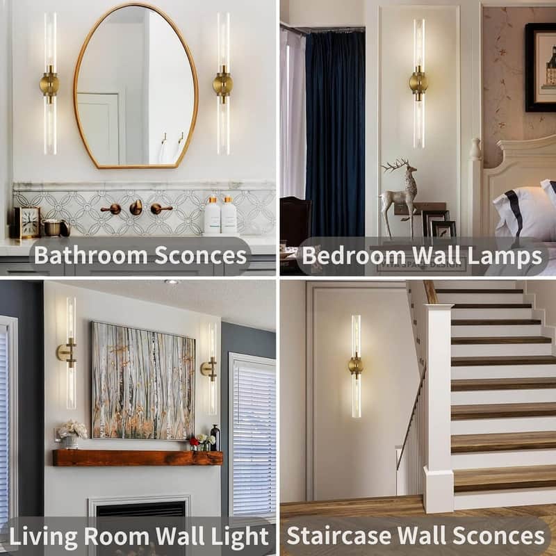 KAYLA Modern Glass Wall Sconces, Indoor Wall Lighting Wall Light Fixtures, Vanity Light with Glass Shade(2-Sets)