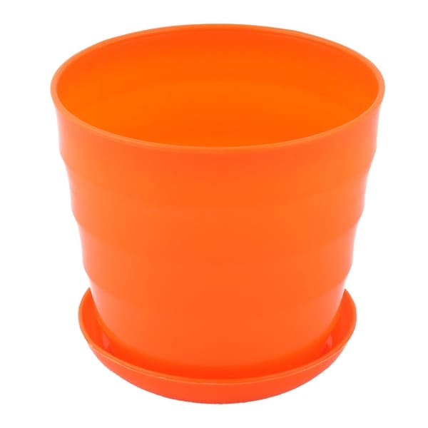 Yard Garden Plastic Round Plant Succulent Holder Flower Pot Container Orange
