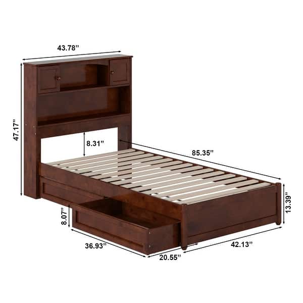 dimension image slide 1 of 6, Hadley Platform Bed with Panel Footboard and Storage Drawers