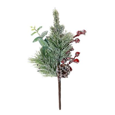 14" Christmas Icy Cone Berry Pine Pick, Set of 3 - 14