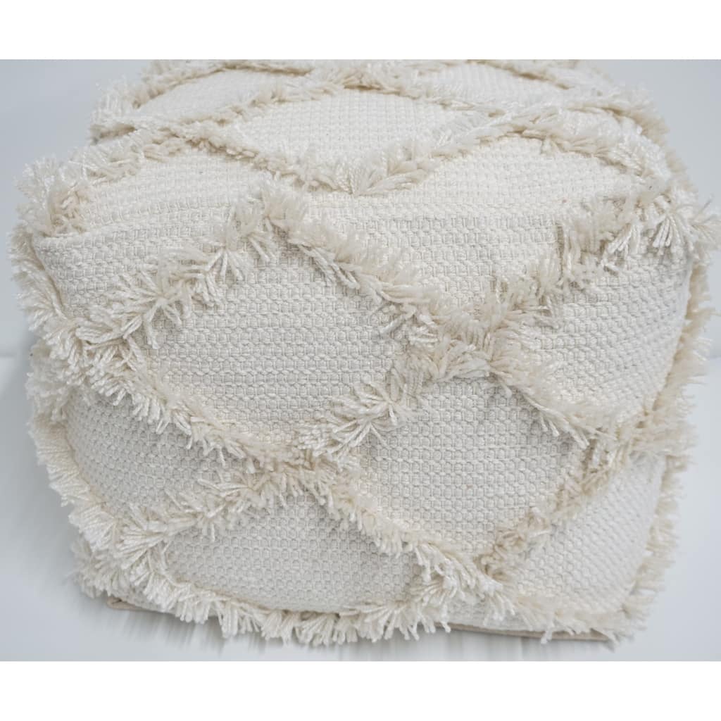 Home&Manor Wool Cotton Assisi Pouf