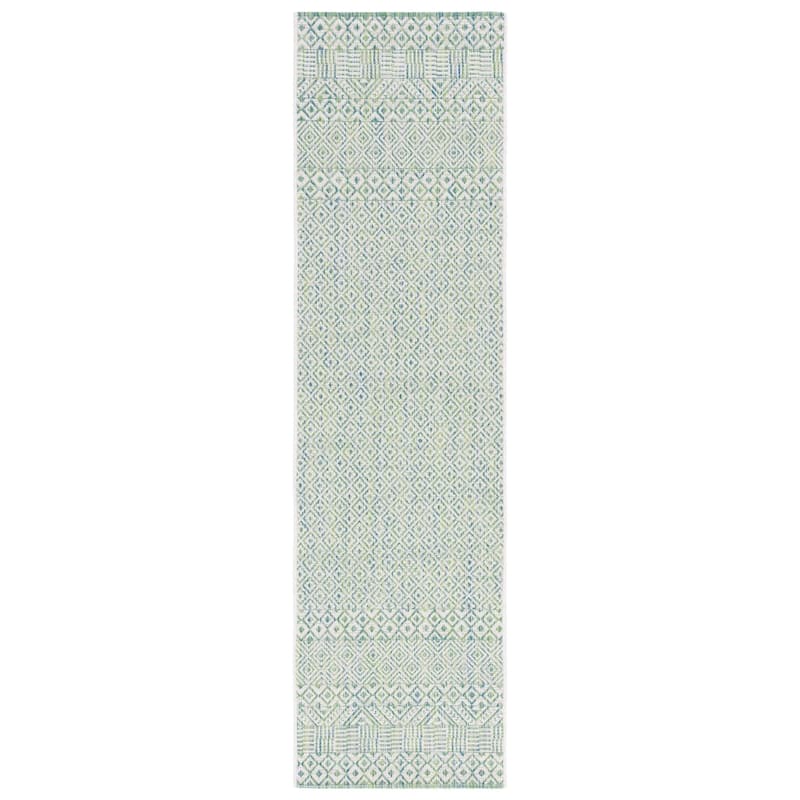 SAFAVIEH Courtyard Terezija Indoor/ Outdoor Waterproof Patio Backyard Rug - 2'3" x 6'7" Runner/6' Runner - Ivory/Green
