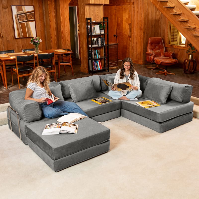 Jaxx Unsofa Modular Convertible Sectional Sofa with Fold Out King Sleeper Bed