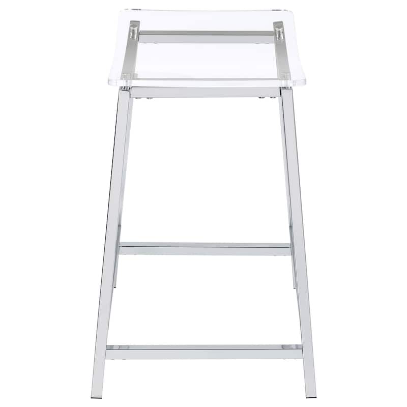 Ani 24 Inch Counter Height Stool Set of 2, Acrylic Clear, Chrome Metal