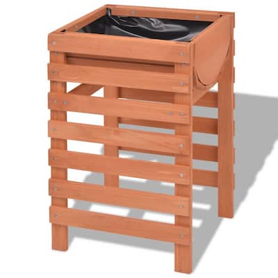 Outdoor Planter with Standing Slatted Design, Natural Brown Fir Wood