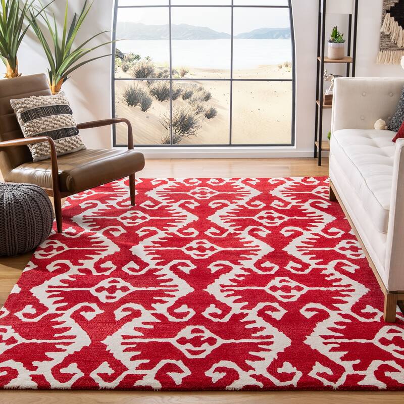 SAFAVIEH Handmade Wyndham Bekin Modern Wool Rug - 8' x 10' - Red/Ivory