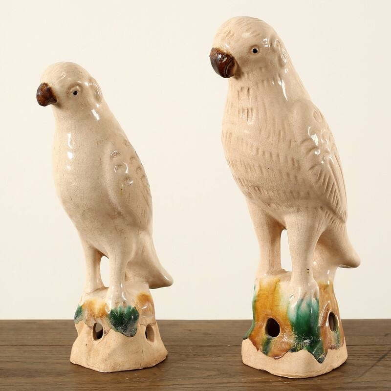 High Creamy White Glazed Parrot