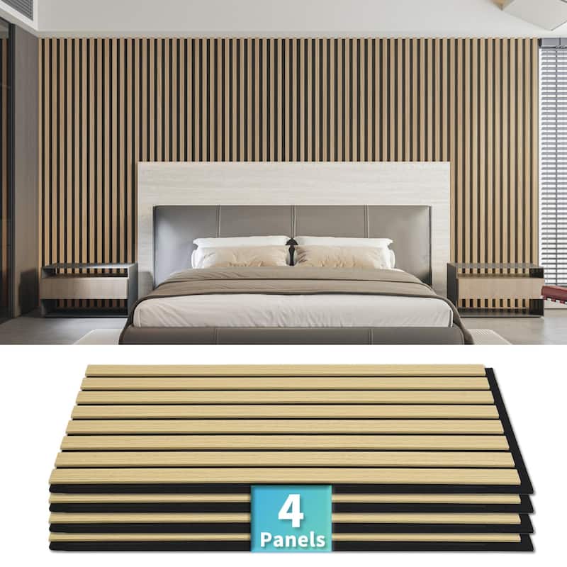 4pcs 23.6"x11.8" MDF Slat Wall Paneling Cover 8 Sq.Ft. - Oak