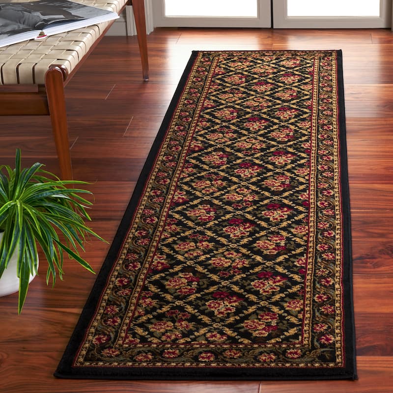 SAFAVIEH Lyndhurst Argelia Traditional Oriental Trellis Rug - 2'3" x 12' Runner - Black/Black