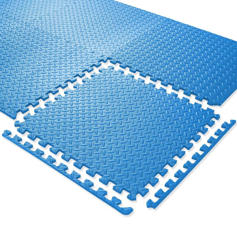30 Gym Exercise Flooring Mats 24in Foam Workout Floor Tiles Blue - Large