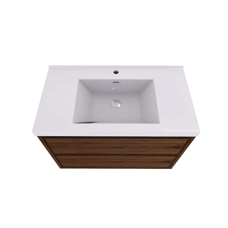 Sage 42" wall mounted bathroom vanity with single basin acrylic top