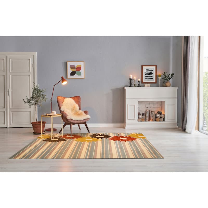 Blue Transitional Floral Niki Area Rug - A Blend of Timeless Elegance and Modern Charm - 8' x 10' - 8' x 10' - Beige