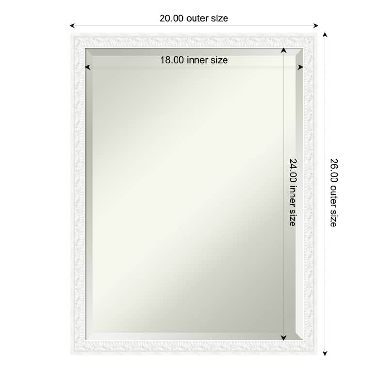 Bethany Beveled Wood Framed Wall Mirror - 20 x 26 in - Bethany White