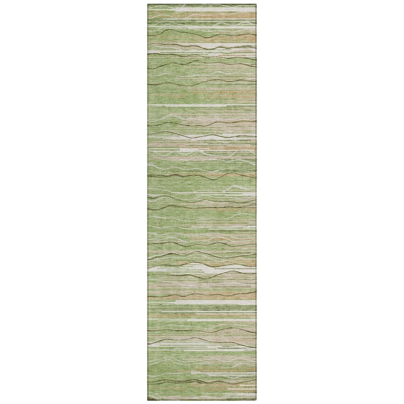 Machine Washable Indoor/ Outdoor Modern Stripe Chantille Rug