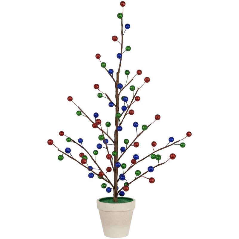 Glittered Ball Ornament Artificial Christmas Tree - Unlit - 24" - 2 Foot
