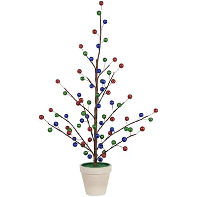 Glittered Ball Ornament Artificial Christmas Tree - Unlit - 24" - 2 Foot