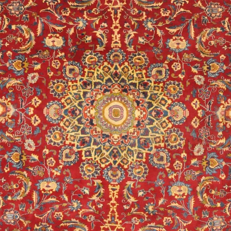 HERAT ORIENTAL Handmade Mashad Medallion Wool Rug 9'10 x 12'10 Bed