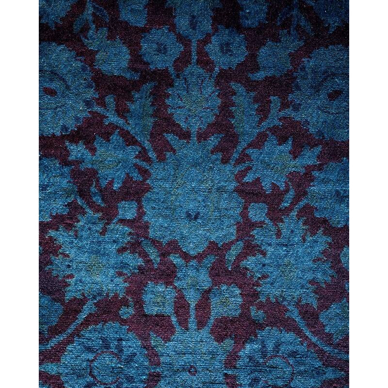 Overton Hand Knotted Wool Vintage Inspired Modern Contemporary Overdyed Blue Area Rug - 3' 1" x 5' 3"