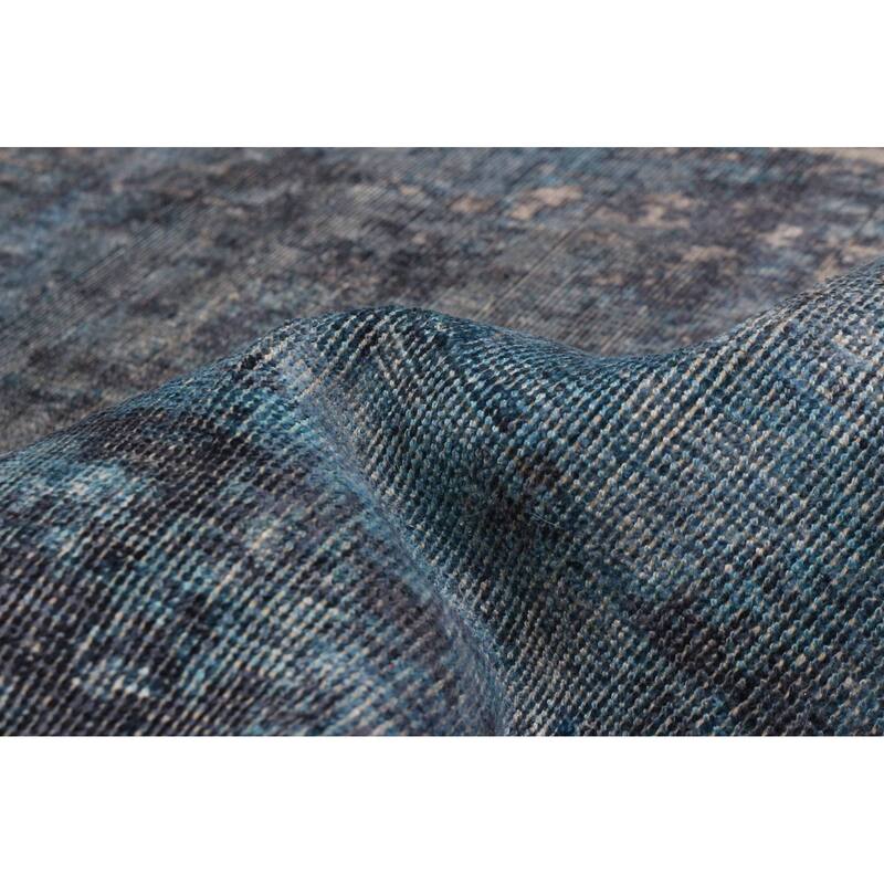 ECARPETGALLERY Hand Loomed Galleria Blue, Dark Navy Viscose Rug - 5'1 x 7'6