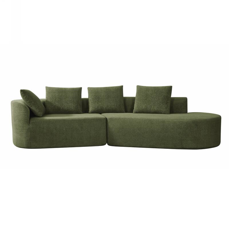 116" Curved Sectional Sofa with Chaise Lounge - High-Density Sponge Cushions, 2-Piece Set, Right-Hand Facing, Fully Assembled