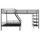 preview thumbnail 5 of 10, L-Shaped Metal Twin Over Full Bunk Bed with Twin Size Loft Bed and Four Built-in Shelves in Black