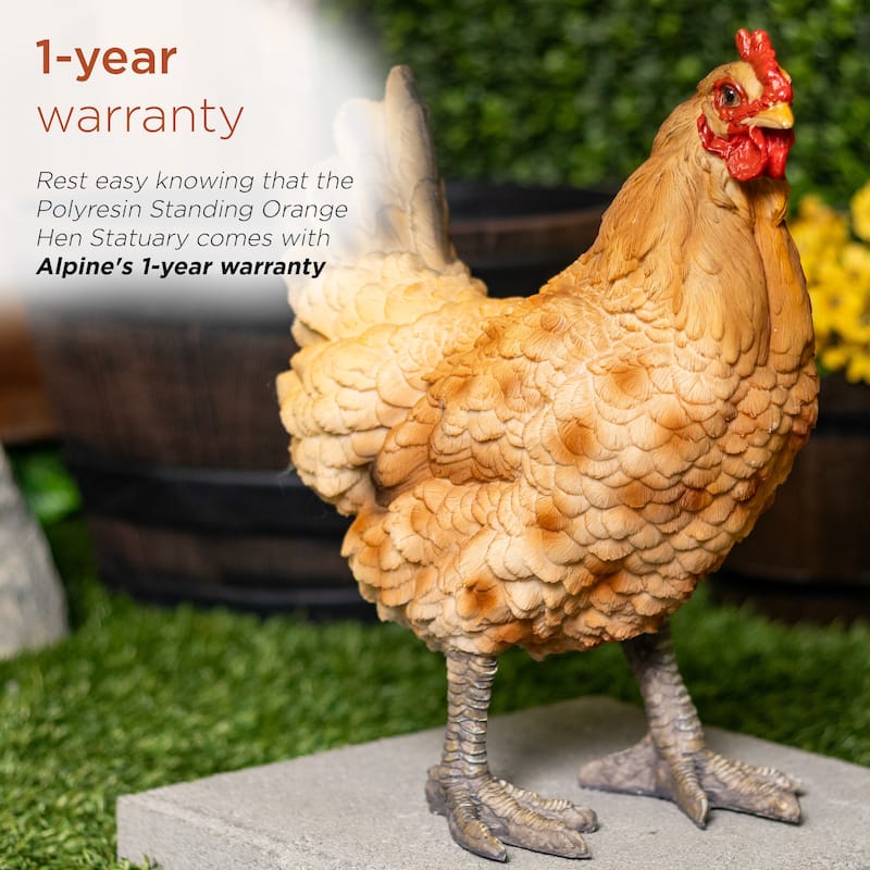 Magnesium Oxide Standing Orange Hen Statuary