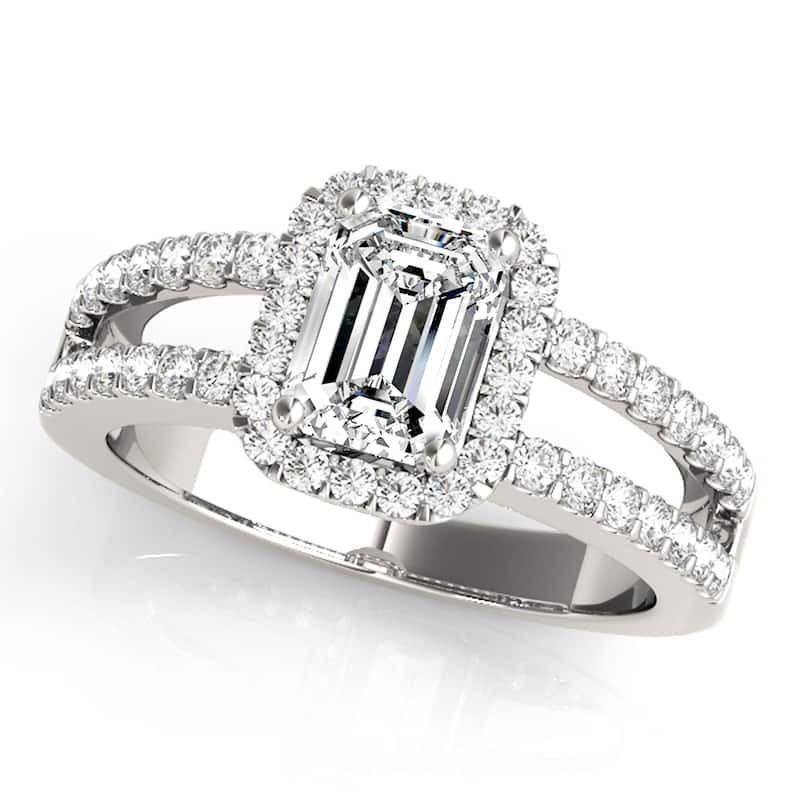 Auriya 14k White Gold Lab Grown Emerald Diamond Halo Engagement Ring 0.50 to 5.00 ct. tw. (F-G VS) - 1.75 ct. center - 9