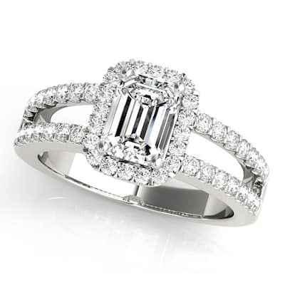 Auriya 14k White Gold Lab Grown Emerald Diamond Halo Engagement Ring 0.50 to 5.00 ct. tw. (F-G VS)