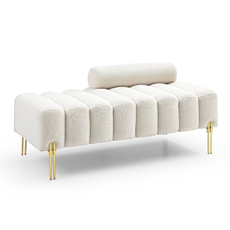 53.2" Wide Modern Bedside Bench Snowflake Fabric Upholstered Twin Sofa - Beige
