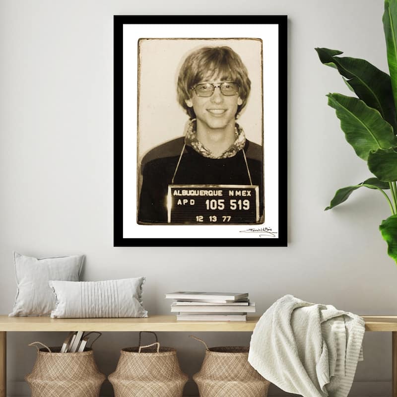 Bill Gates 1977 Mugshot 14x18 Framed Print Black Bed Bath