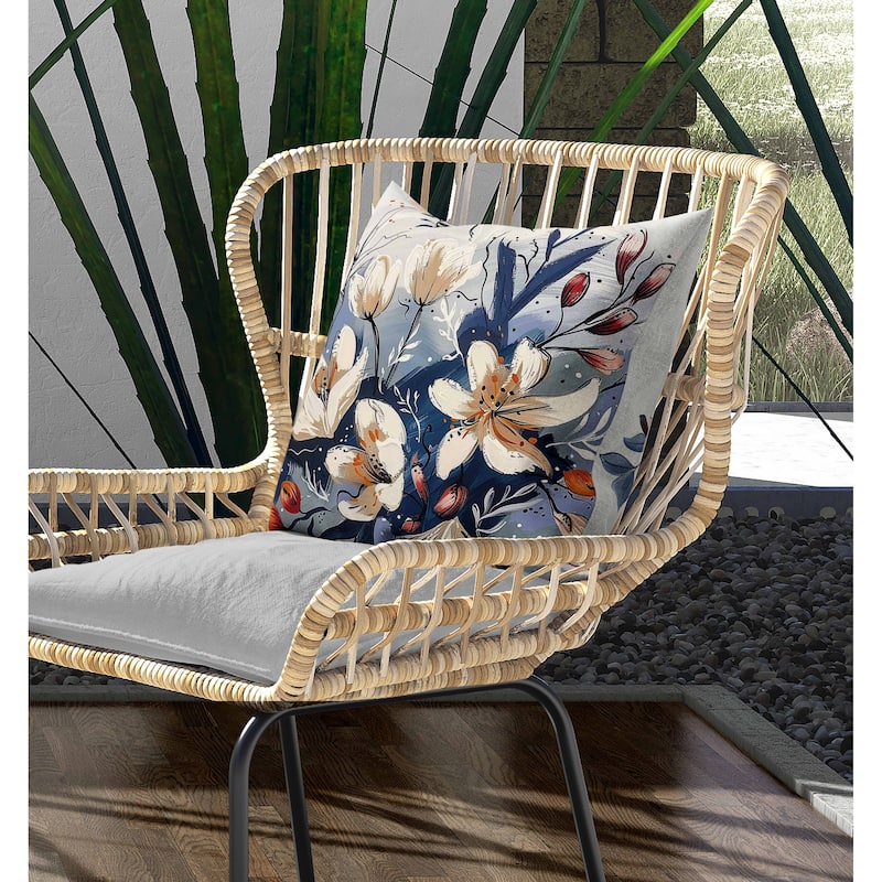 Painted Paradise Indoor/Outdoor Reversible Throw Pillow Blue and Red