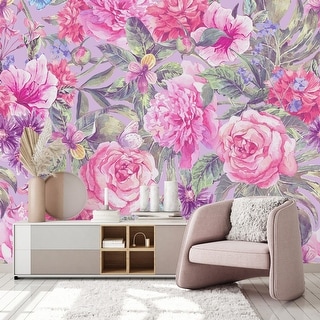 Pink Wallpaper with Pink Flowers - Bed Bath & Beyond - 35647355
