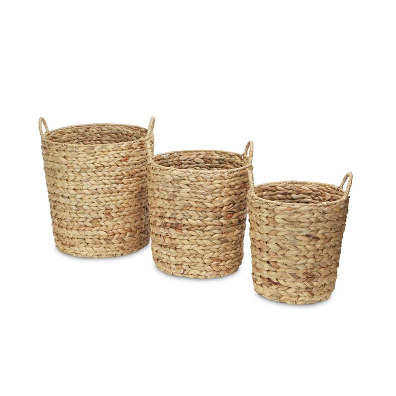 Set of 3 Brown Tapered Straight Side Storage Baskets 15.75"