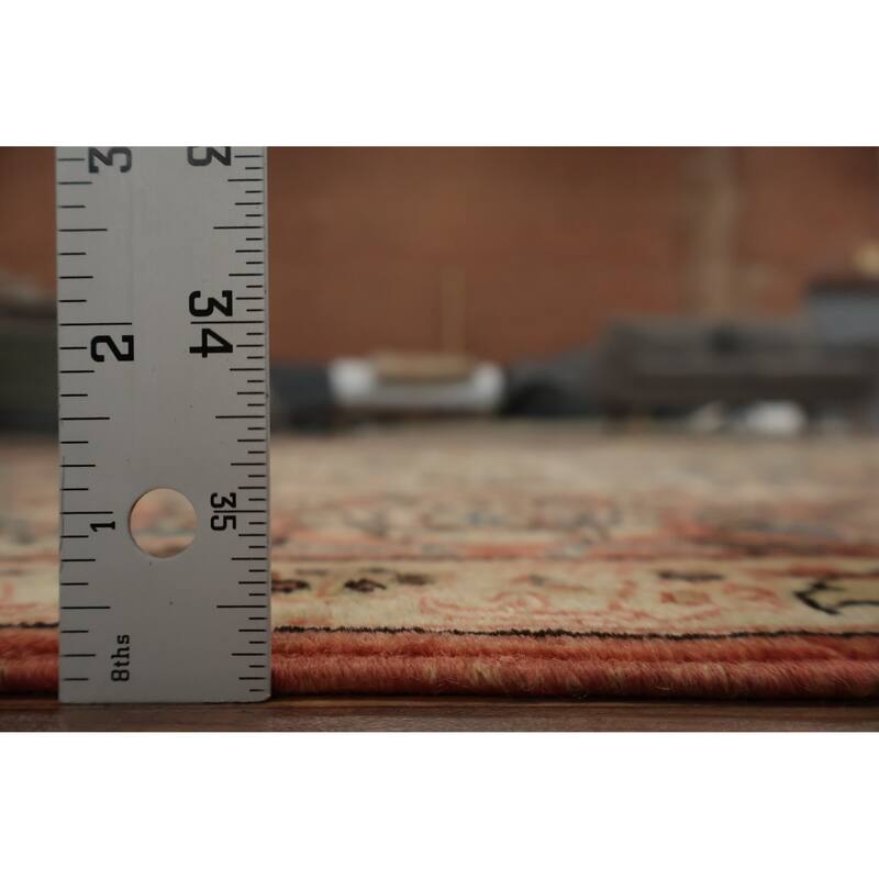 Hand Knotted Oriental 100% Wool Carpet Traditional Floral Beige & Ivories Qum Area Rug - 10' 11'' X 7' 2''