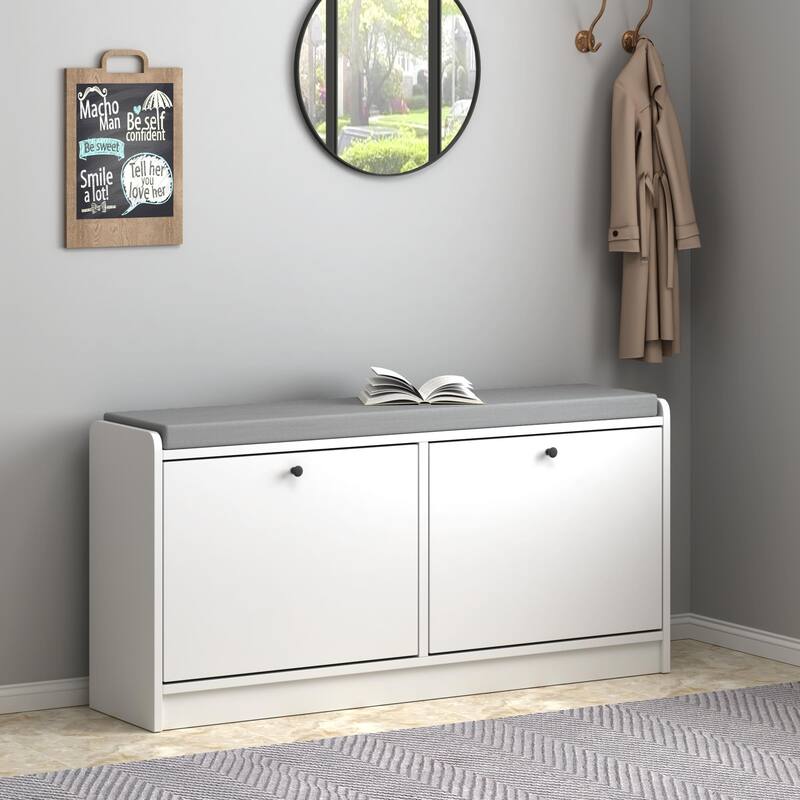 Shoe Rack Bench Shoe Organizer Cabinet with Cushion for Entrance, Hallway