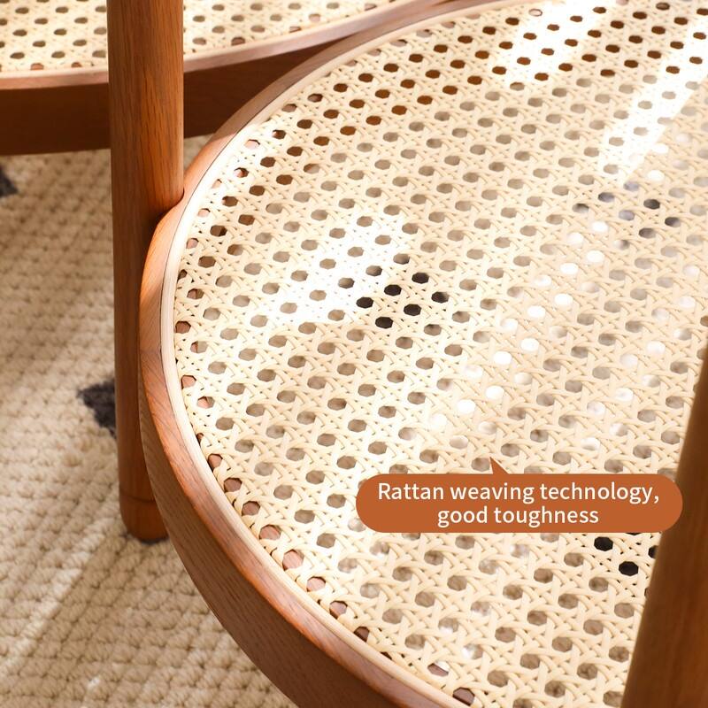 Modern Farmhouse Round Accent Table, Solid Wood Side Table or Coffee Table for Living Room, Bedroom