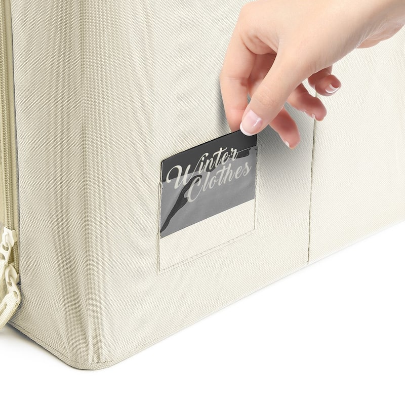 Foldable Storage Bag Breathable Bamboo Fabric Dustproof Organizer Box Charcoal - (2 Section - Beige)