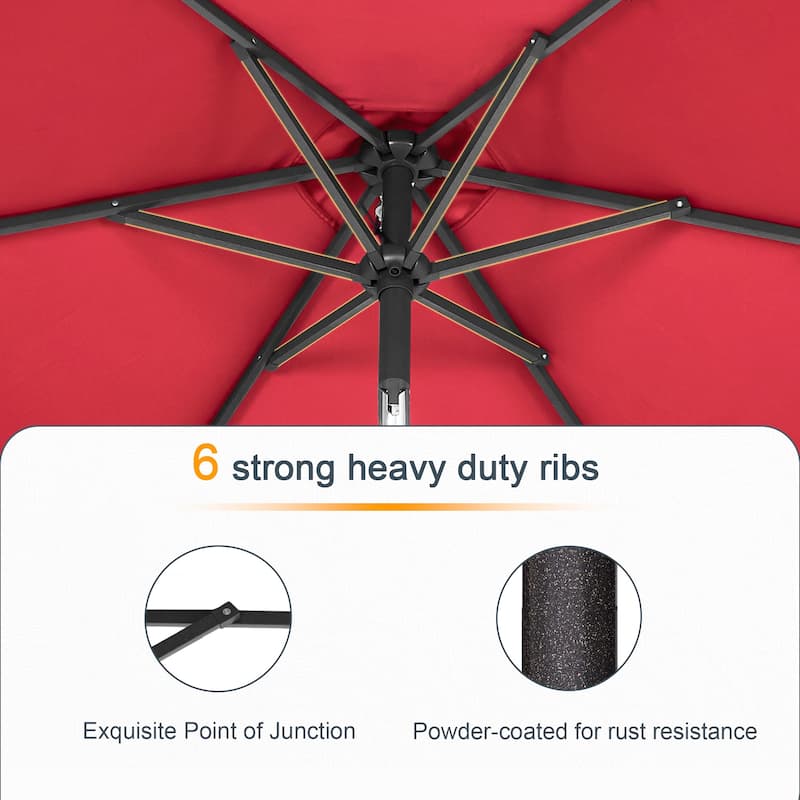 LIVOOSUN 10 x 6.5ft Outdoor Market Patio Umbrella w/Tilt and Crank