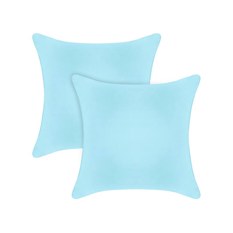 A1HC Pack of 2 Velvet Throw Pillow Insert, Hypoallergenic Down Alternative Fill - 22x22 Inches - Light Blue