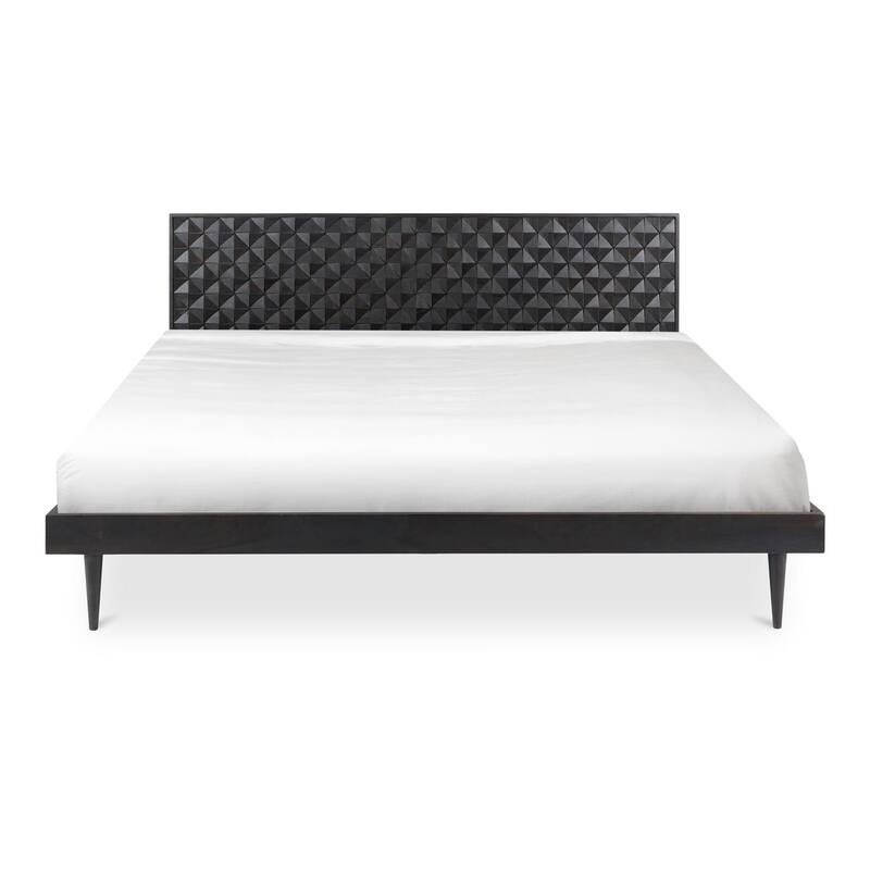NADAAL STUDIOS Lennon, Queen Bed with Carved Headboard, Walnut - Black - King