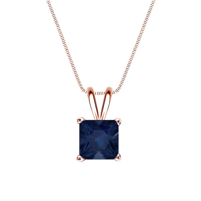 Auriya 14k Gold 1 1/4ct Princess-cut Sapphire Solitaire Necklace - Rose