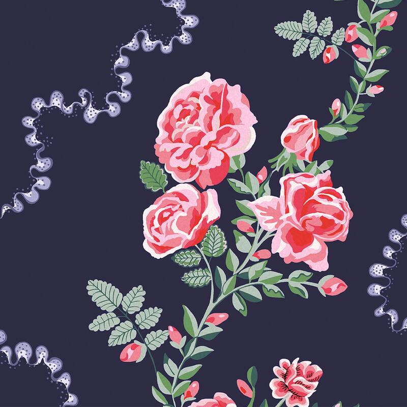 Cath Kidston Rose Flutter Navy Wallpaper