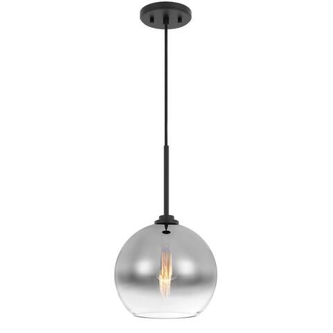 Phantasm II 1-Light Black Finish Smoke Color Glass Pendant 14"x14"x20" - Small Pendant