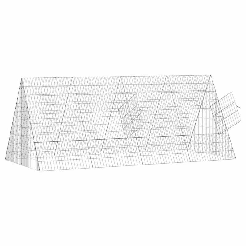 vidaXL Rabbit Cage Silver 215 x 100 x 85 cm Galvanised Steel