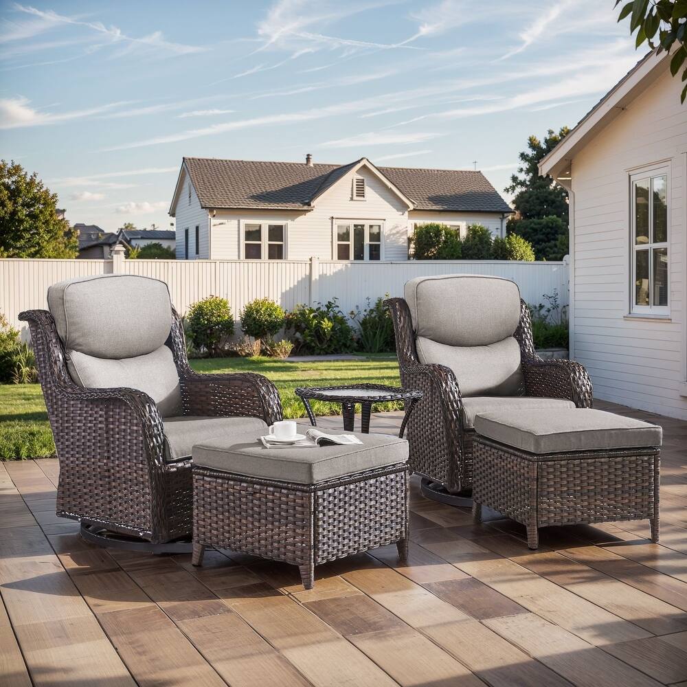 Outdoor Gliders Chairs Swivel Chair Set with 5-Inch Thick Cushions