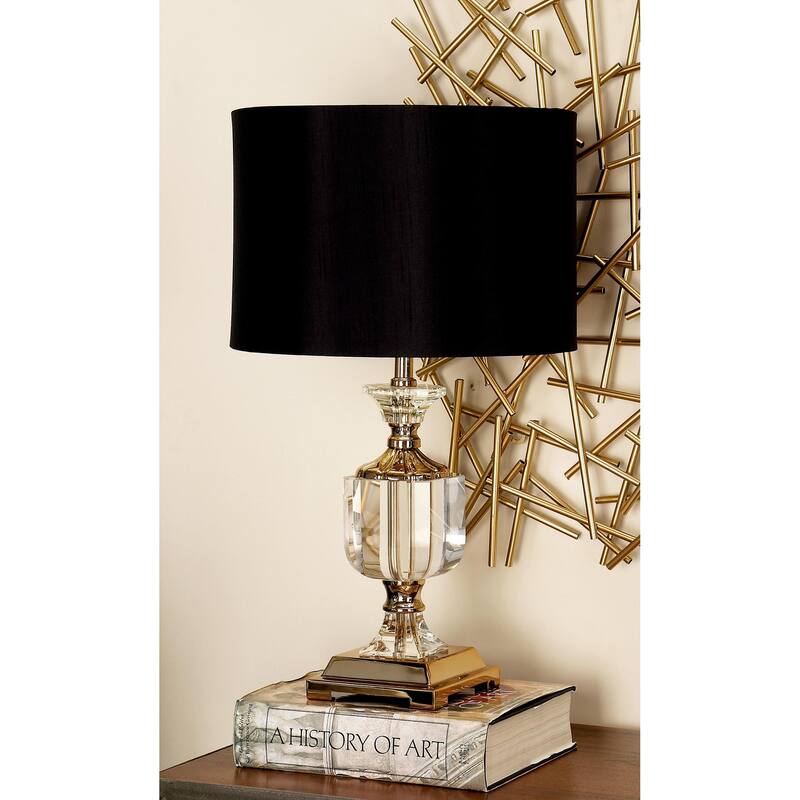 Crystal Room Table or Buffet Lamp with Black Shade and Gold Accents - Black or Gold - Roche River Decor