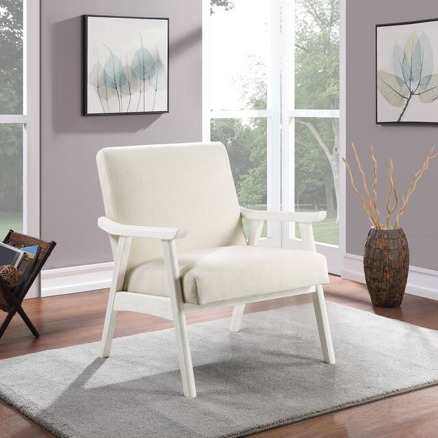 Weldon Mid-Century Fabric Upholstered Chair - Linen with Antique White Frame