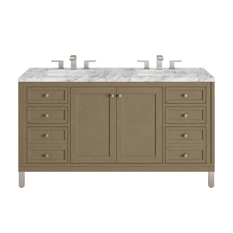 Chicago 60" Double Vanity, Walnut Whisper