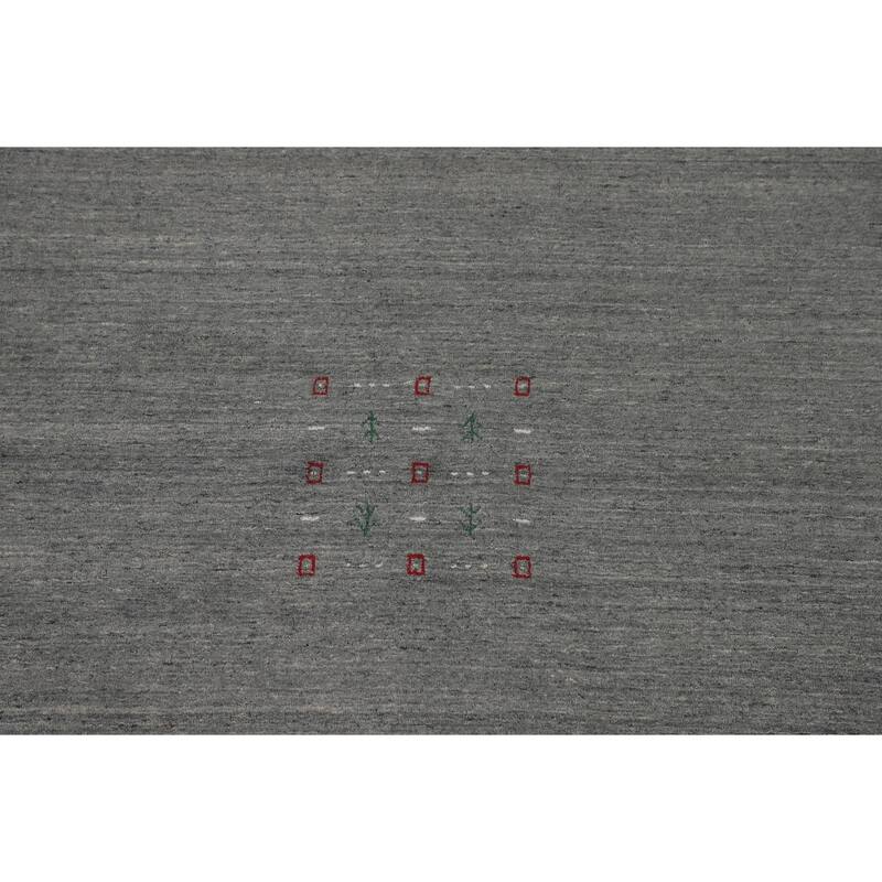 Gray & Green Gabbeh Oriental Area Rug Hand-Knotted Wool Carpet - 7'9"x 9'10"
